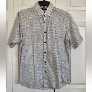 ALFANI Men's Casual Dress Short Sleeve Shirt - Size Medium White/Black Ps2